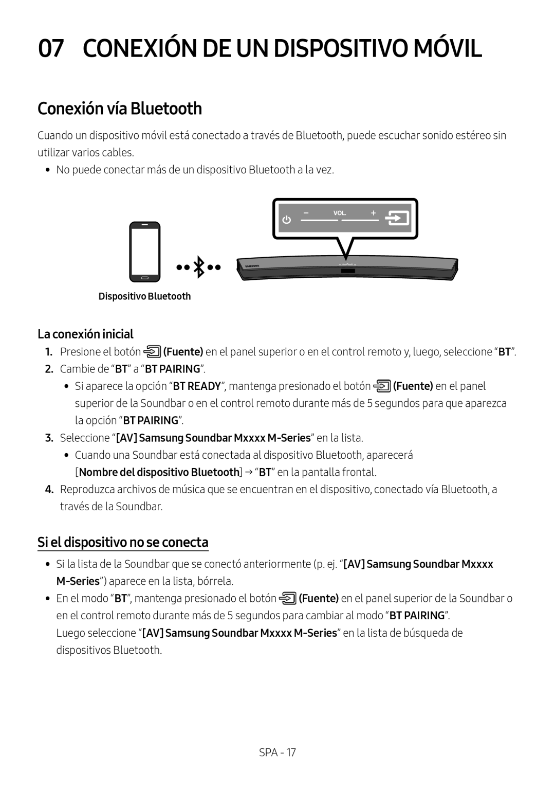 Si el dispositivo no se conecta Conexión vía Bluetooth