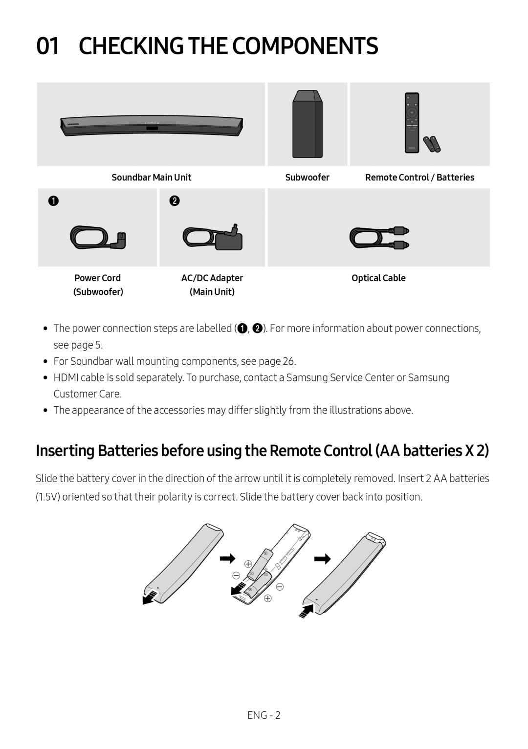 Inserting Batteries before using the Remote Control (AA batteries X 2) Curved HW-M4500