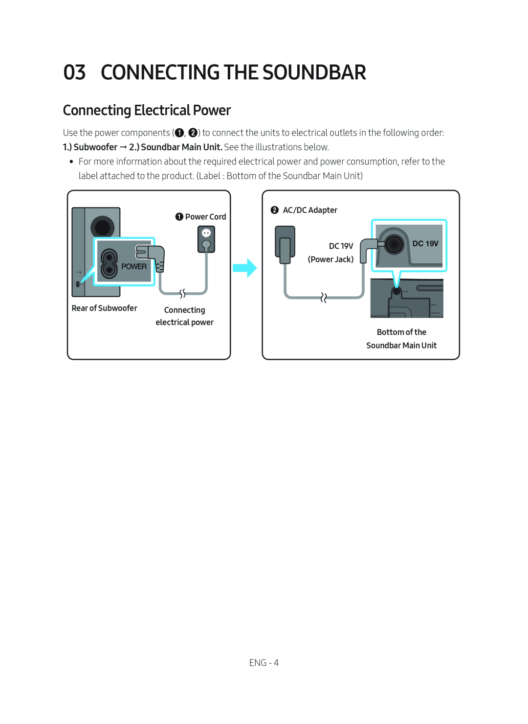 Connecting Electrical Power Curved HW-M4500