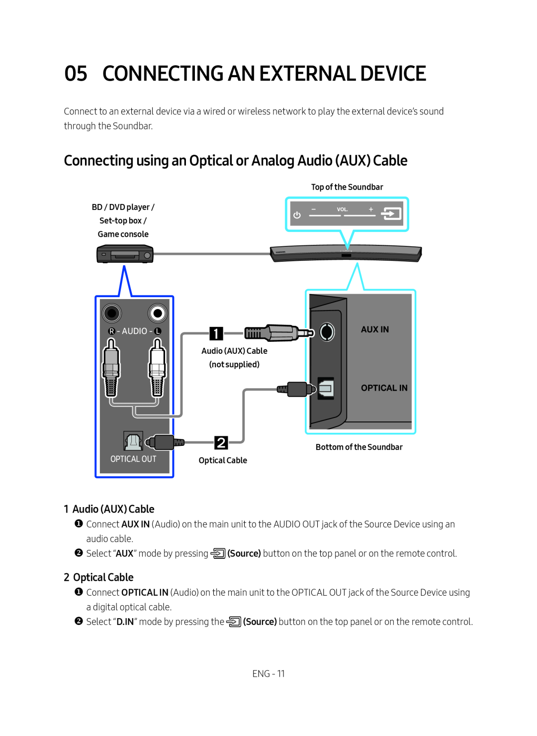 1 Audio (AUX) Cable Curved HW-M4500