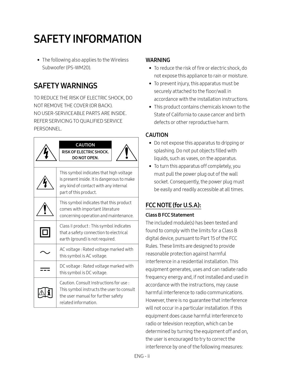 SAFETY WARNINGS Curved HW-M4500