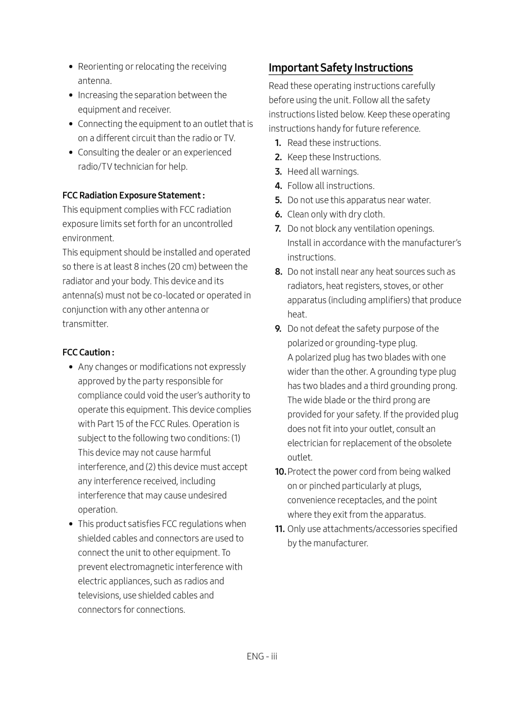 Important Safety Instructions Curved HW-M4500