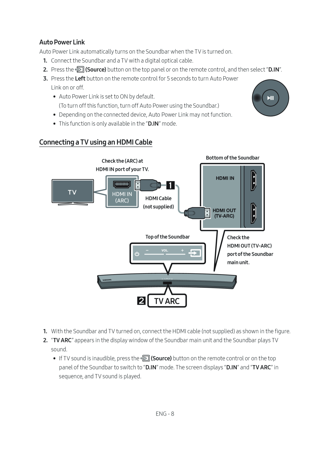 Connecting a TV using an HDMI Cable Curved HW-M4500