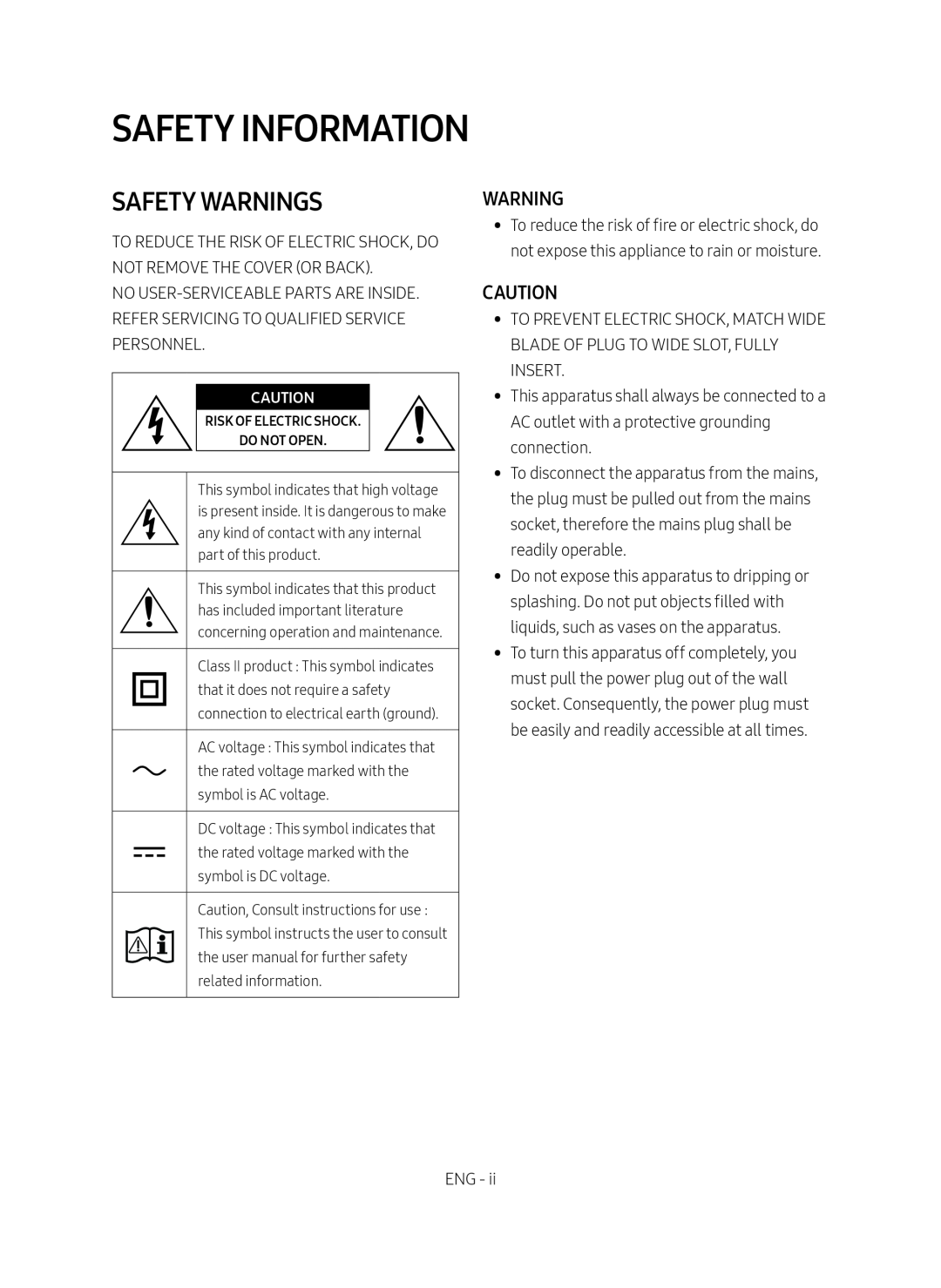 SAFETY WARNINGS Curved HW-M4500