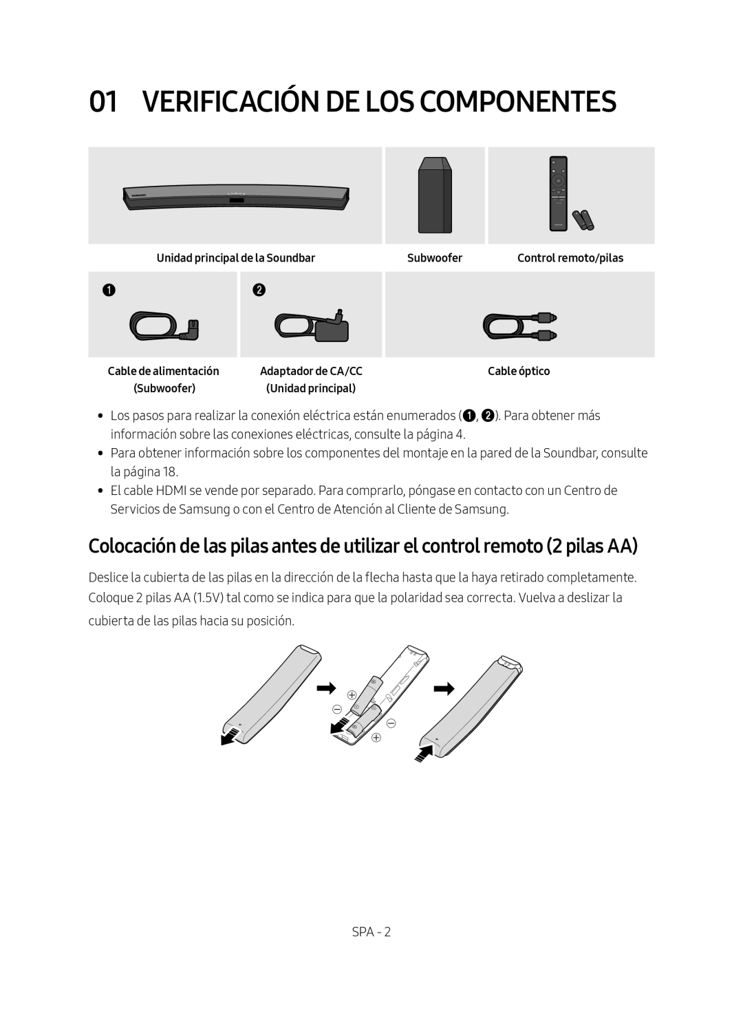 01 VERIFICACIÓN DE LOS COMPONENTES Curved HW-M4500