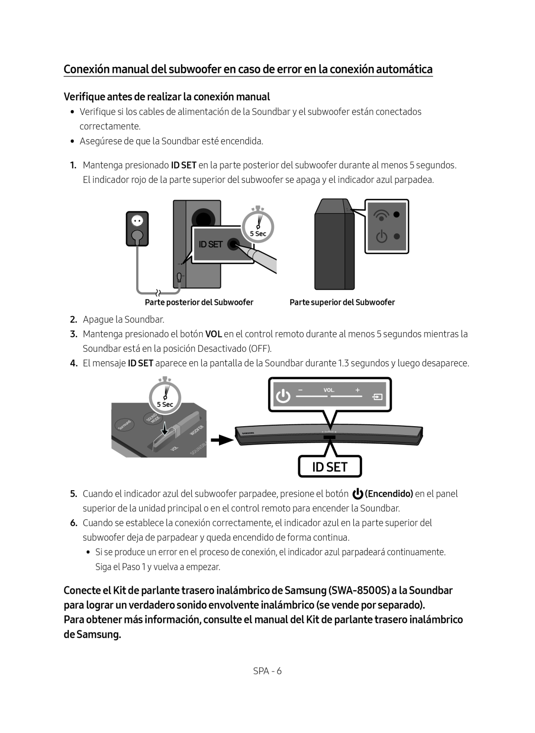 Conexión manual del subwoofer en caso de error en la conexión automática Curved HW-M4500