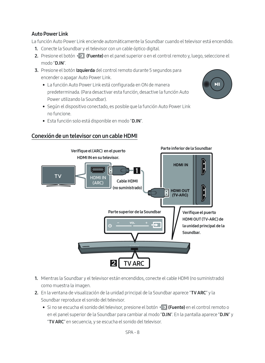 Conexión de un televisor con un cable HDMI Curved HW-M4500