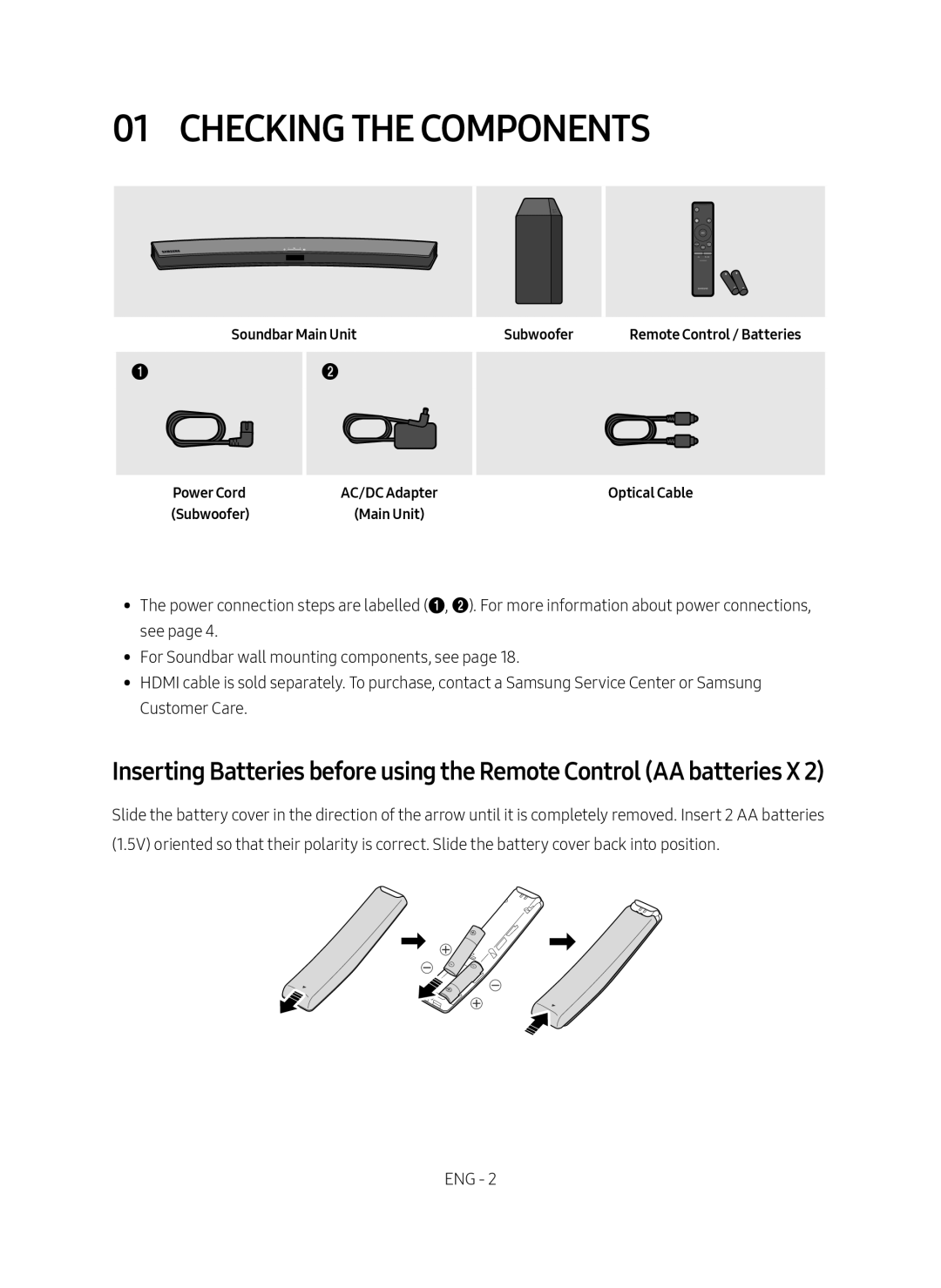 Inserting Batteries before using the Remote Control (AA batteries X 2) Curved HW-M4500