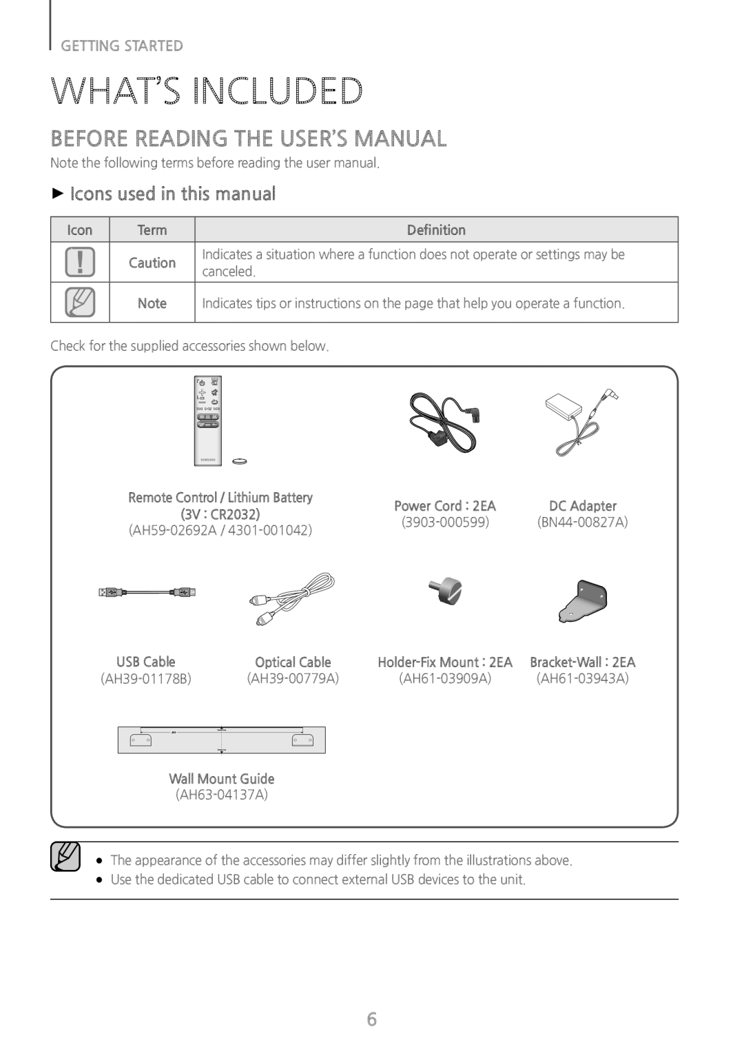 WHAT’S INCLUDED Curved HW-J6500