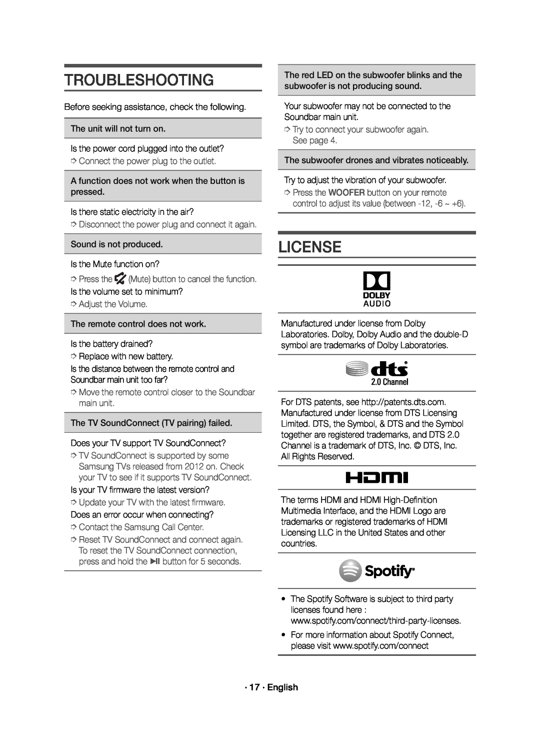 TROUBLESHOOTING Curved HW-J6500R