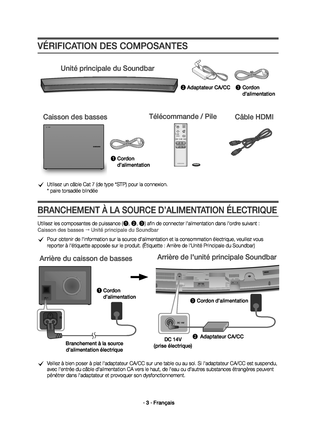 BRANCHEMENT À LA SOURCE D’ALIMENTATION ÉLECTRIQUE Curved HW-J6500R