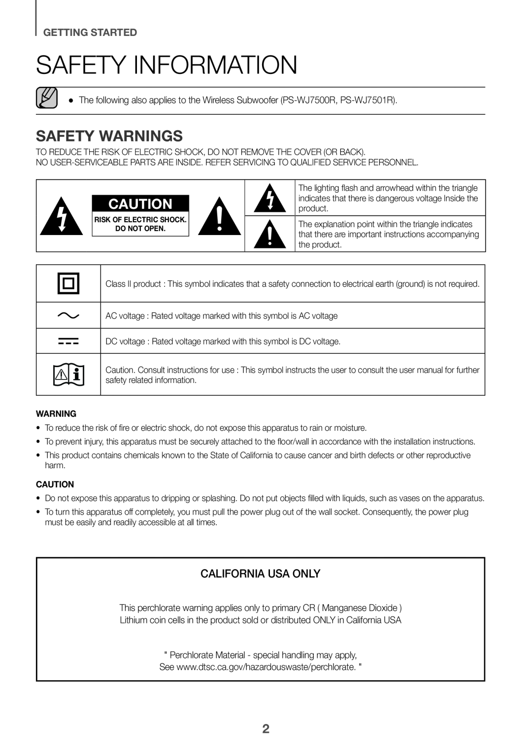 SAFETY INFORMATION Curved HW-J7500R, HW-J7501R