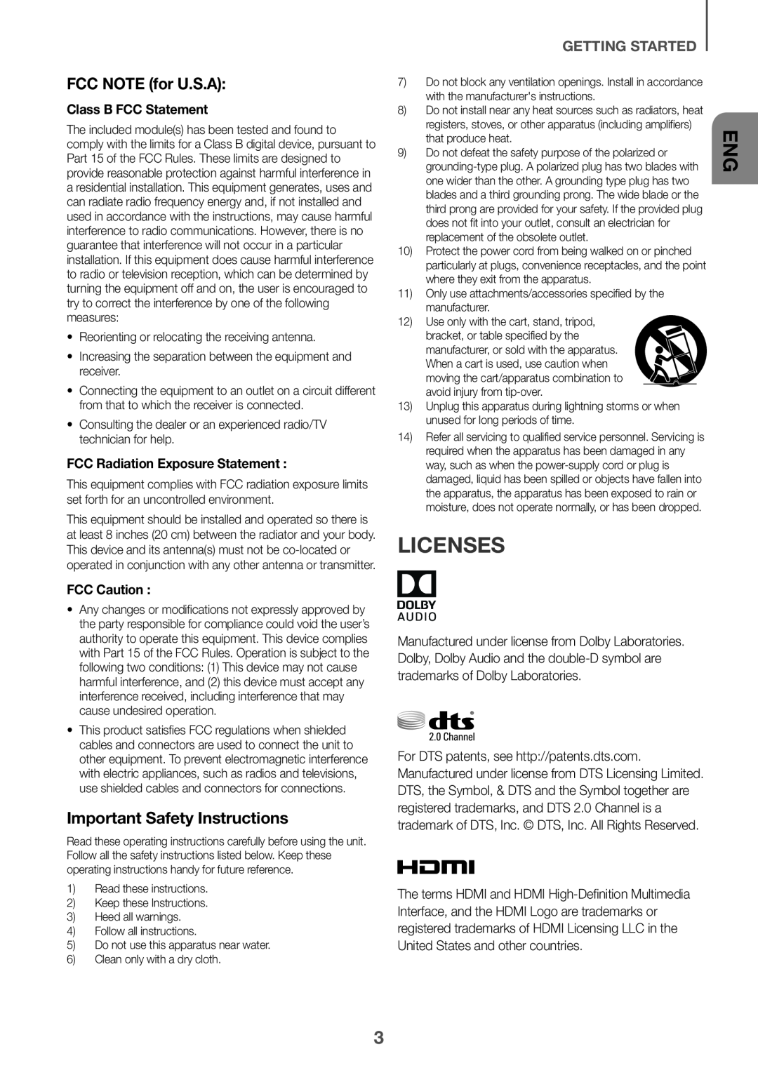 LICENSES Curved HW-J7500R, HW-J7501R