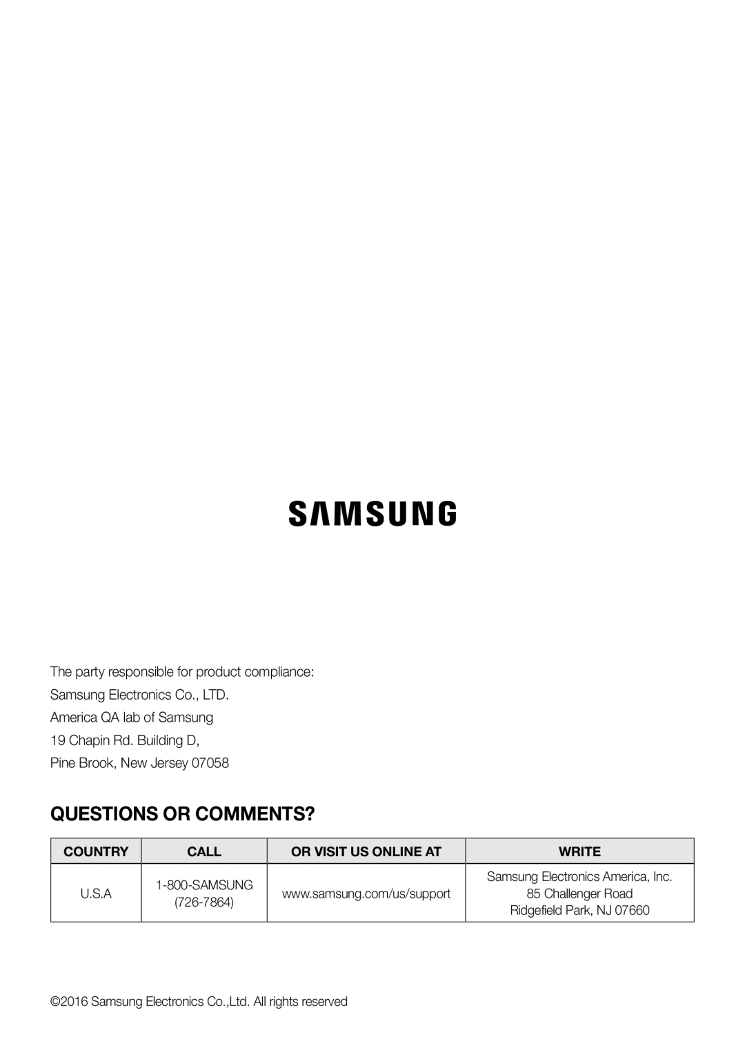 QUESTIONS OR COMMENTS Curved HW-J7500R, HW-J7501R