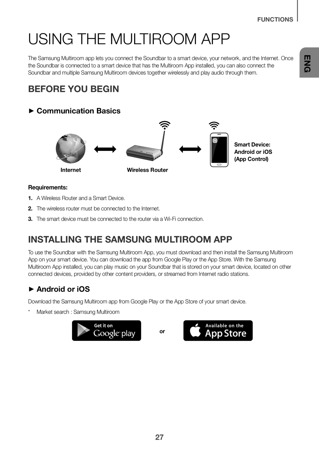 INSTALLING THE SAMSUNG MULTIROOM APP Curved HW-J7500R, HW-J7501R