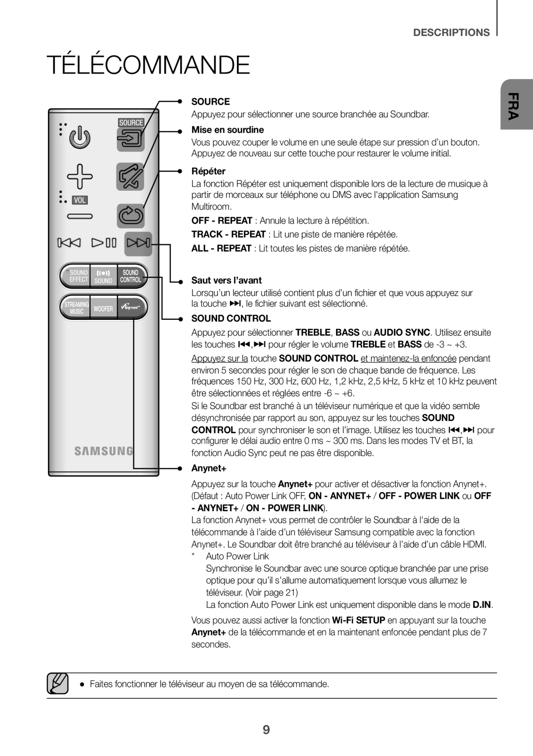 TÉLÉCOMMANDE Curved HW-J7500R, HW-J7501R