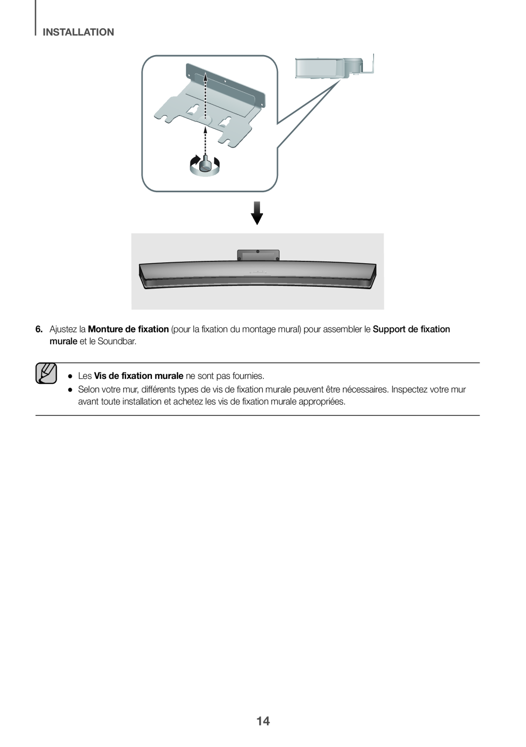 ●● Les Vis de fixation murale ne sont pas fournies Curved HW-J7500R, HW-J7501R