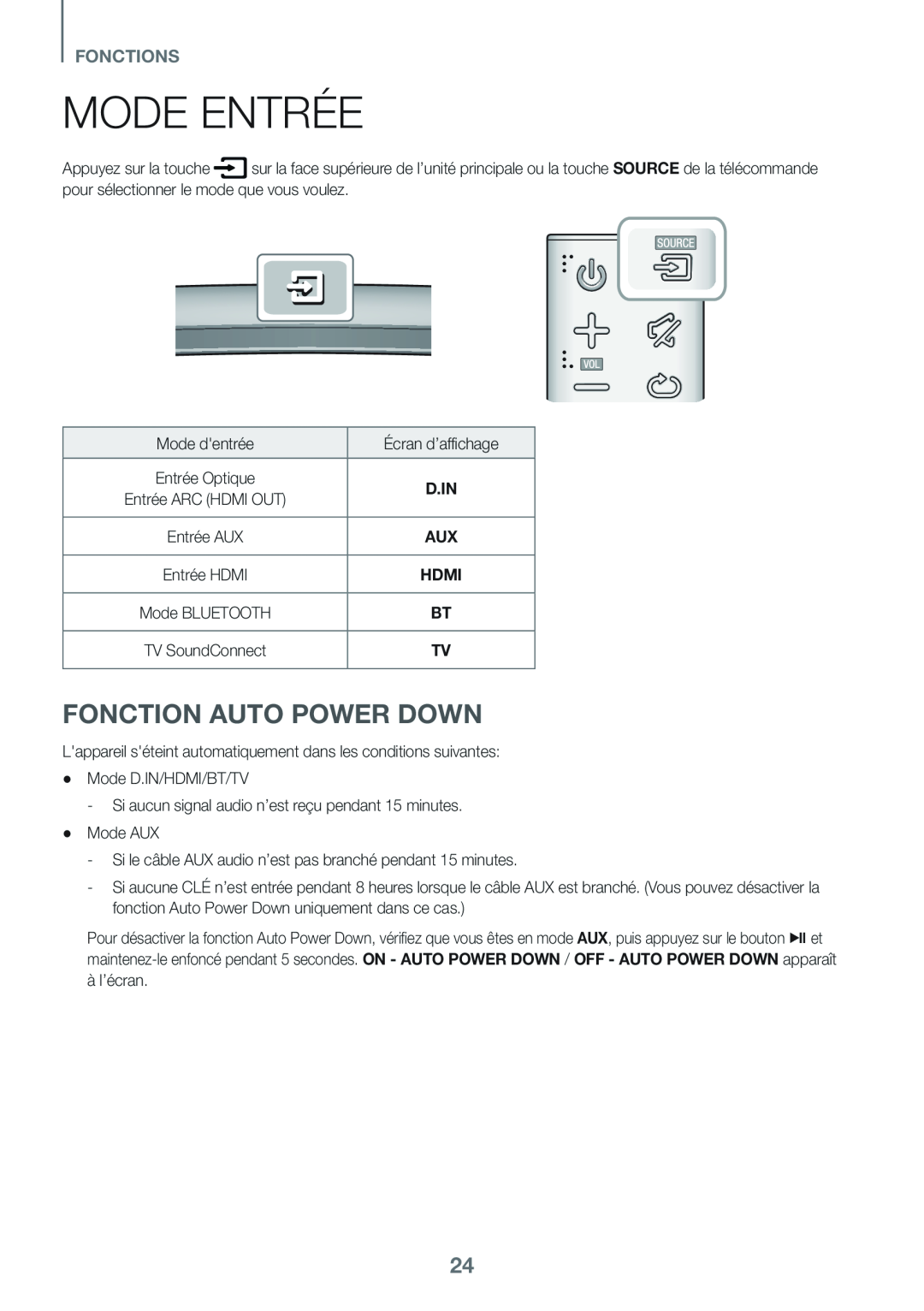 MODE ENTRÉE Curved HW-J7500R, HW-J7501R