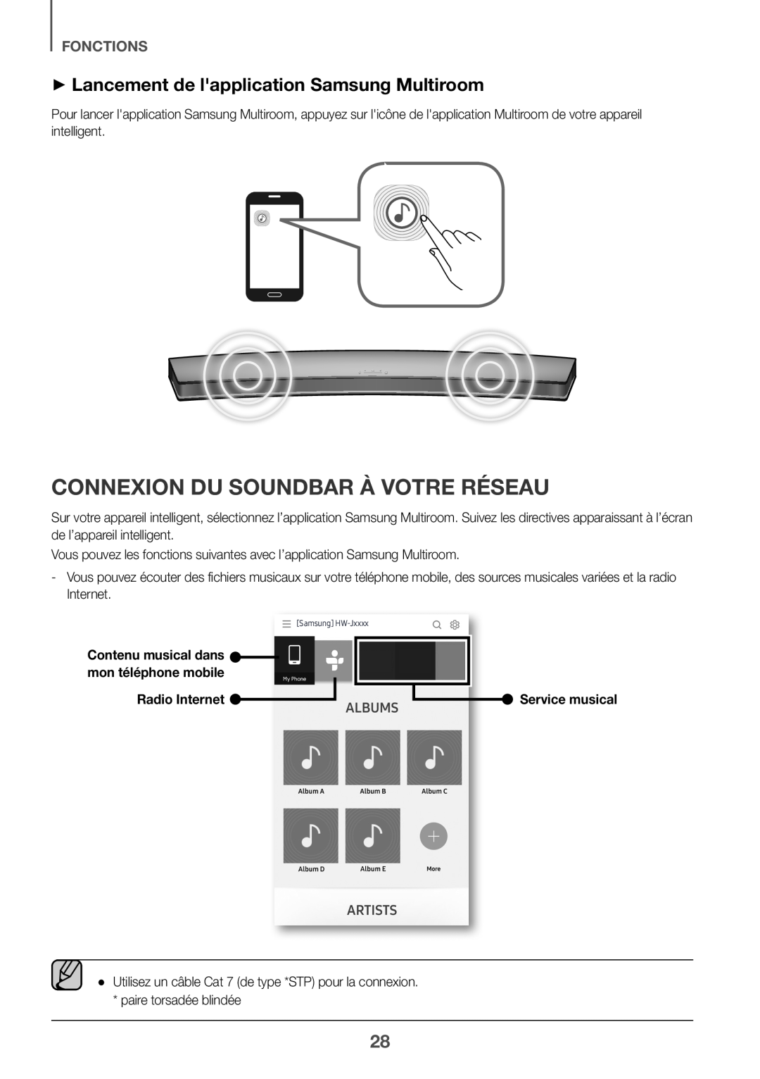 ++Lancement de l'application Samsung Multiroom CONNEXION DU SOUNDBAR À VOTRE RÉSEAU