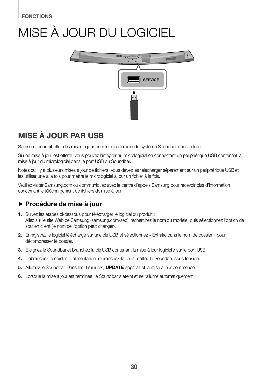 MISE À JOUR PAR USB Curved HW-J7500R, HW-J7501R