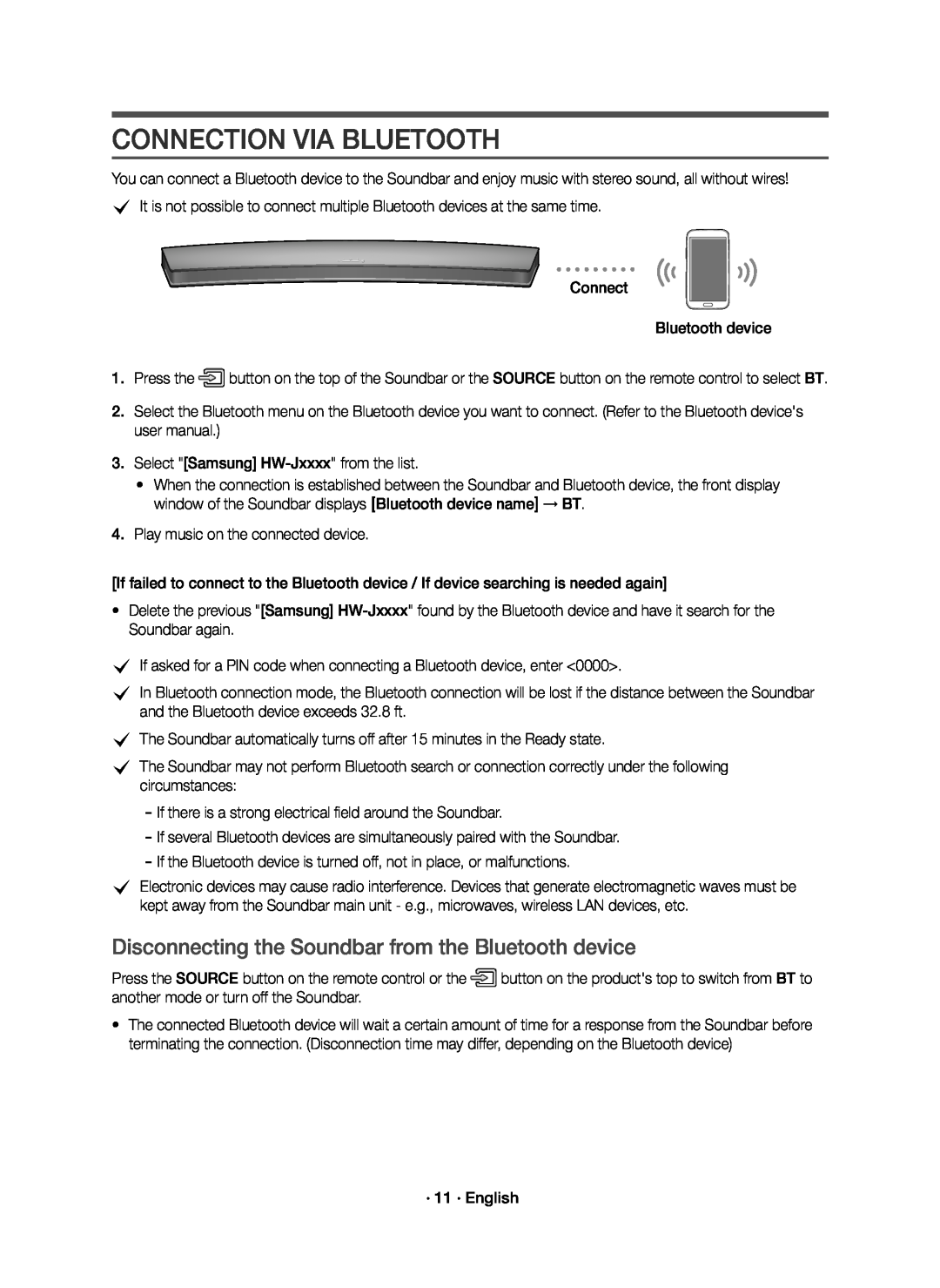 CONNECTION VIA BLUETOOTH Curved HW-J7500R, HW-J7501R