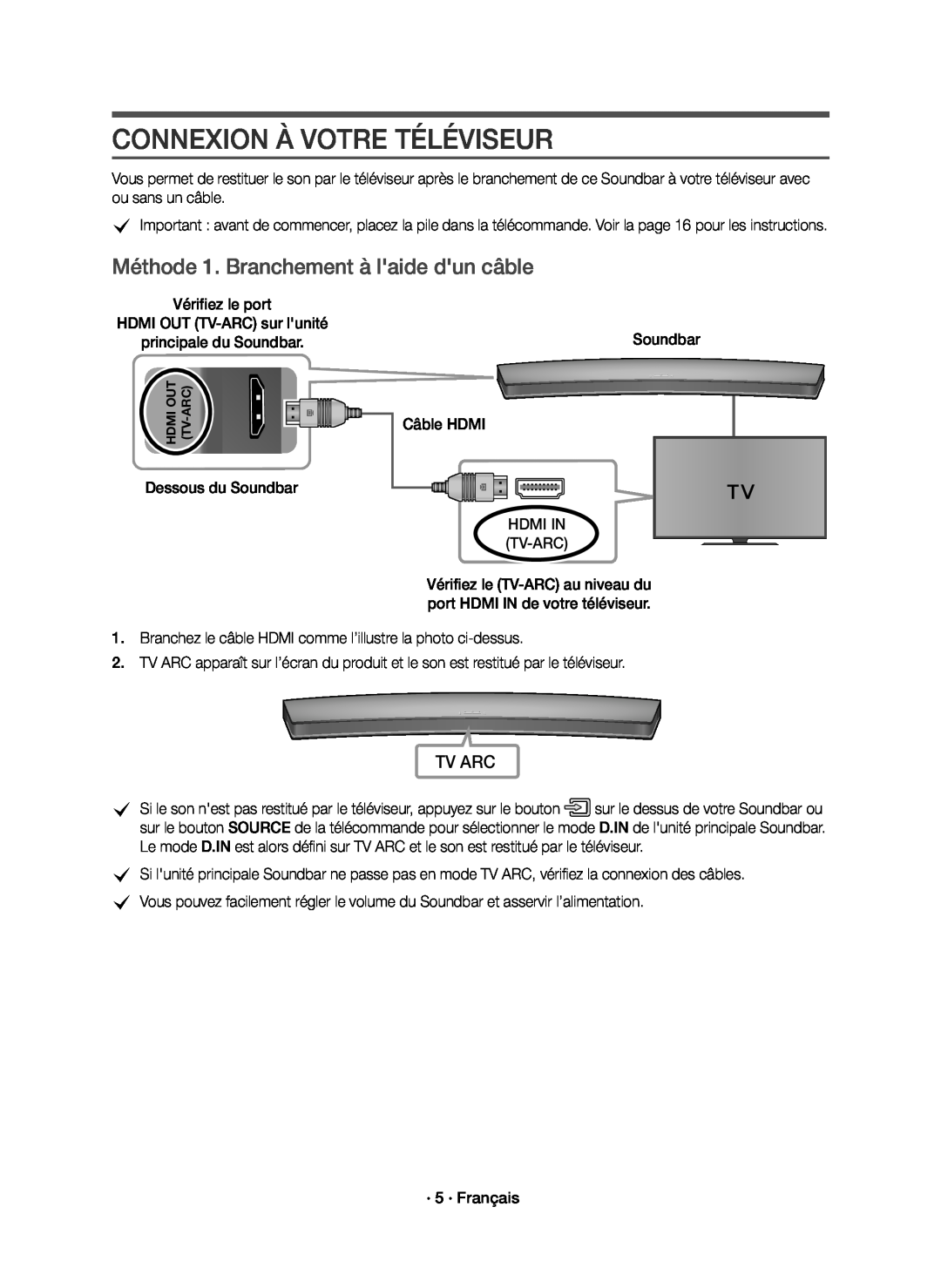 CONNEXION À VOTRE TÉLÉVISEUR Curved HW-J7500R, HW-J7501R