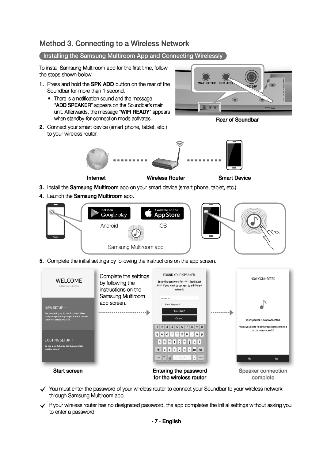 Installing the Samsung Multiroom App and Connecting Wirelessly Curved HW-J7500R, HW-J7501R