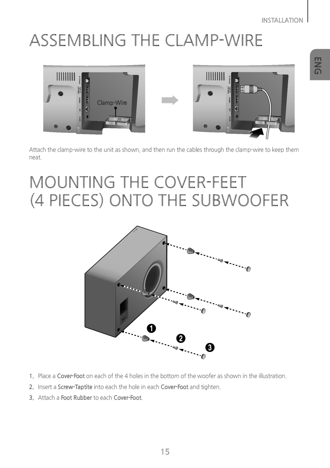 MOUNTING THE COVER-FEET Curved HW-J8500