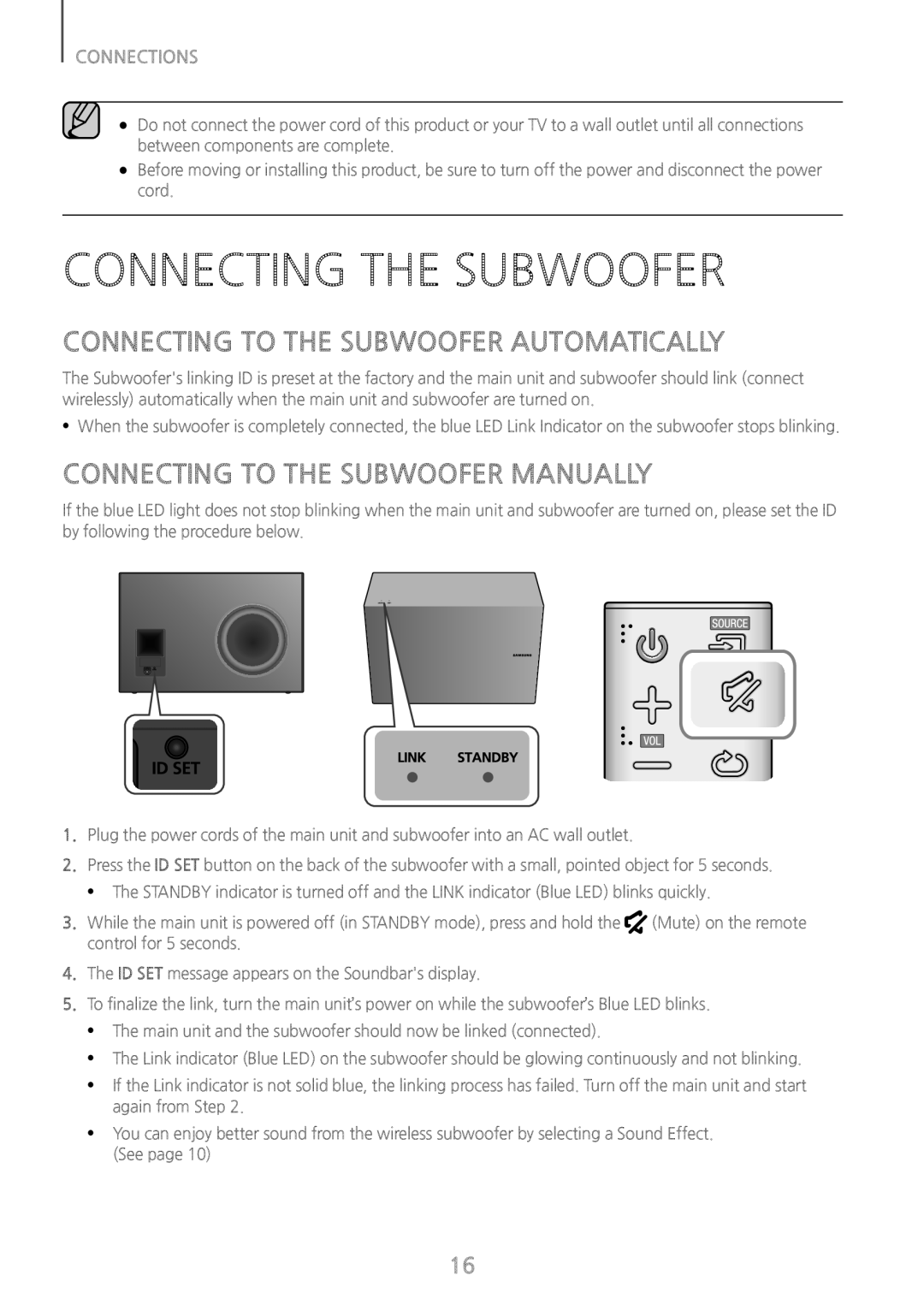 CONNECTING THE SUBWOOFER Curved HW-J8500