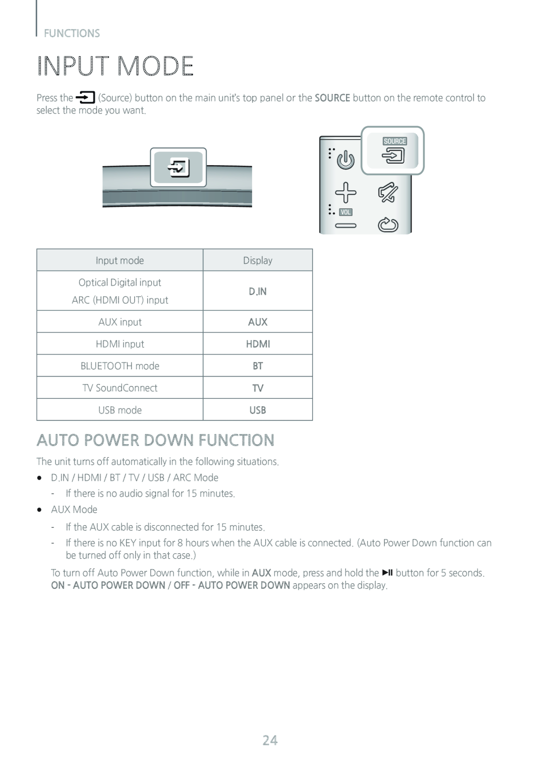 AUTO POWER DOWN FUNCTION Curved HW-J8500