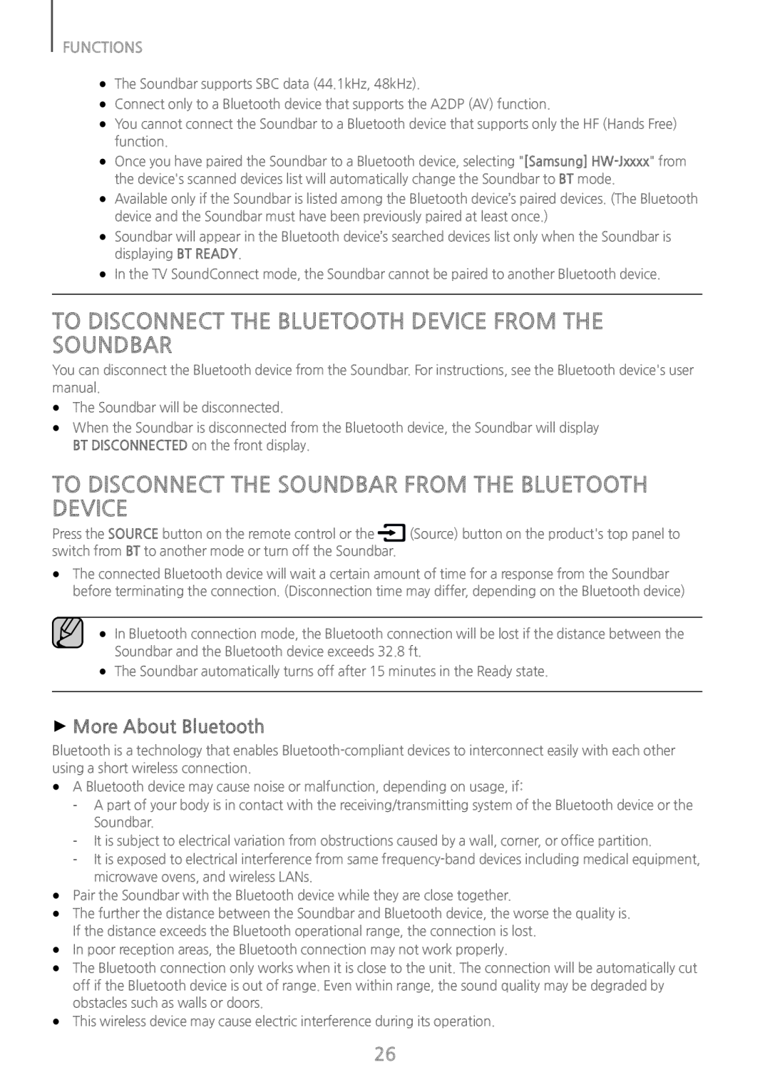 TO DISCONNECT THE BLUETOOTH DEVICE FROM THE SOUNDBAR Curved HW-J8500