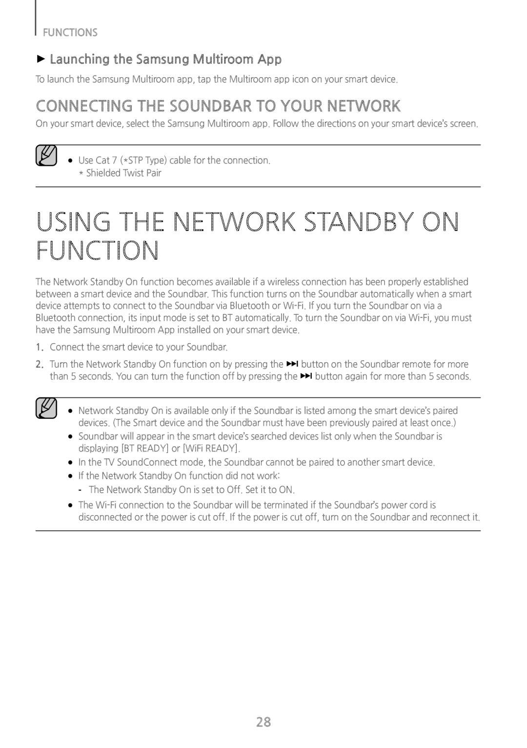 Using the Network Standby On Function Curved HW-J8500