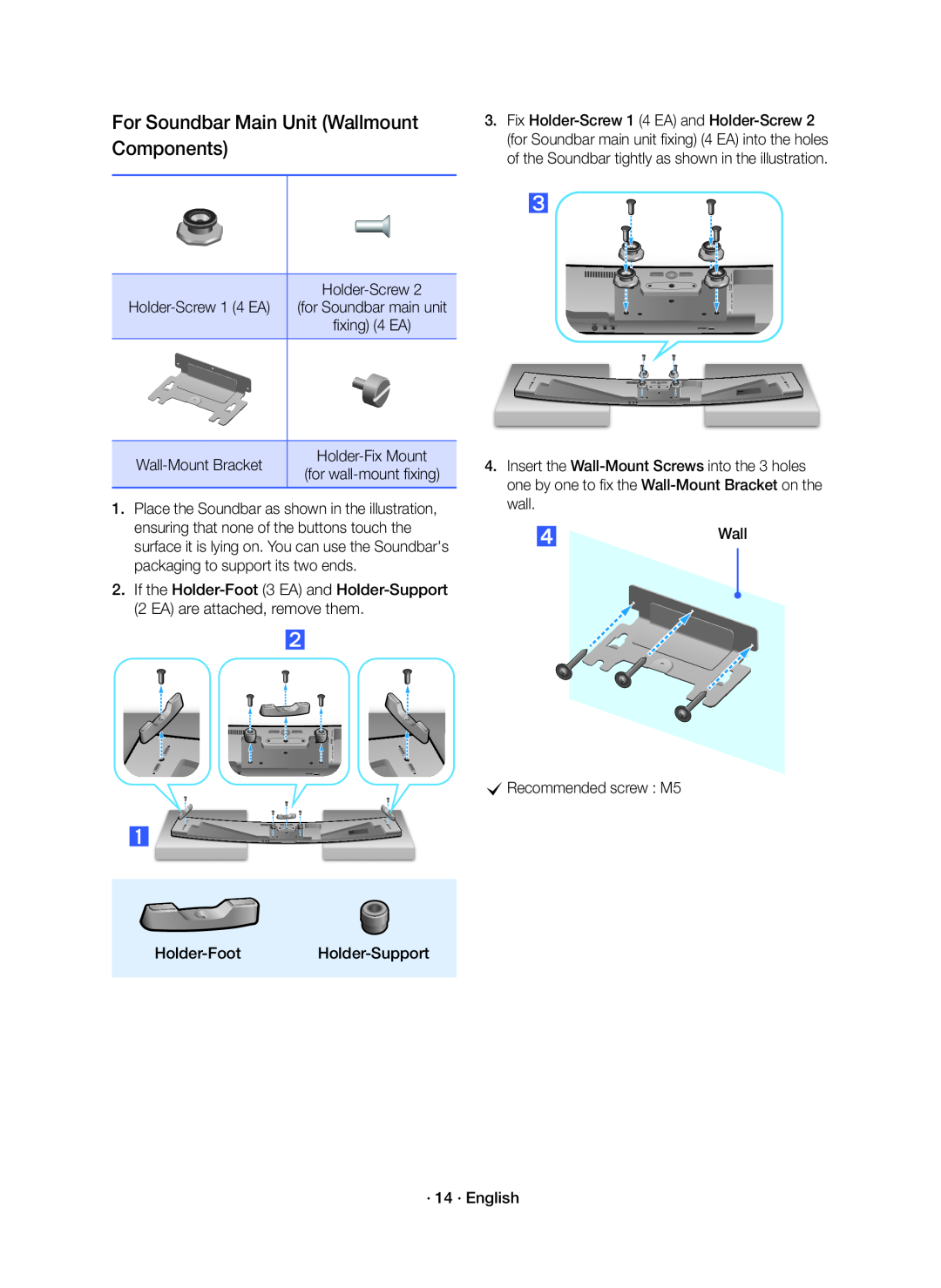 For Soundbar Main Unit (Wallmount Components)