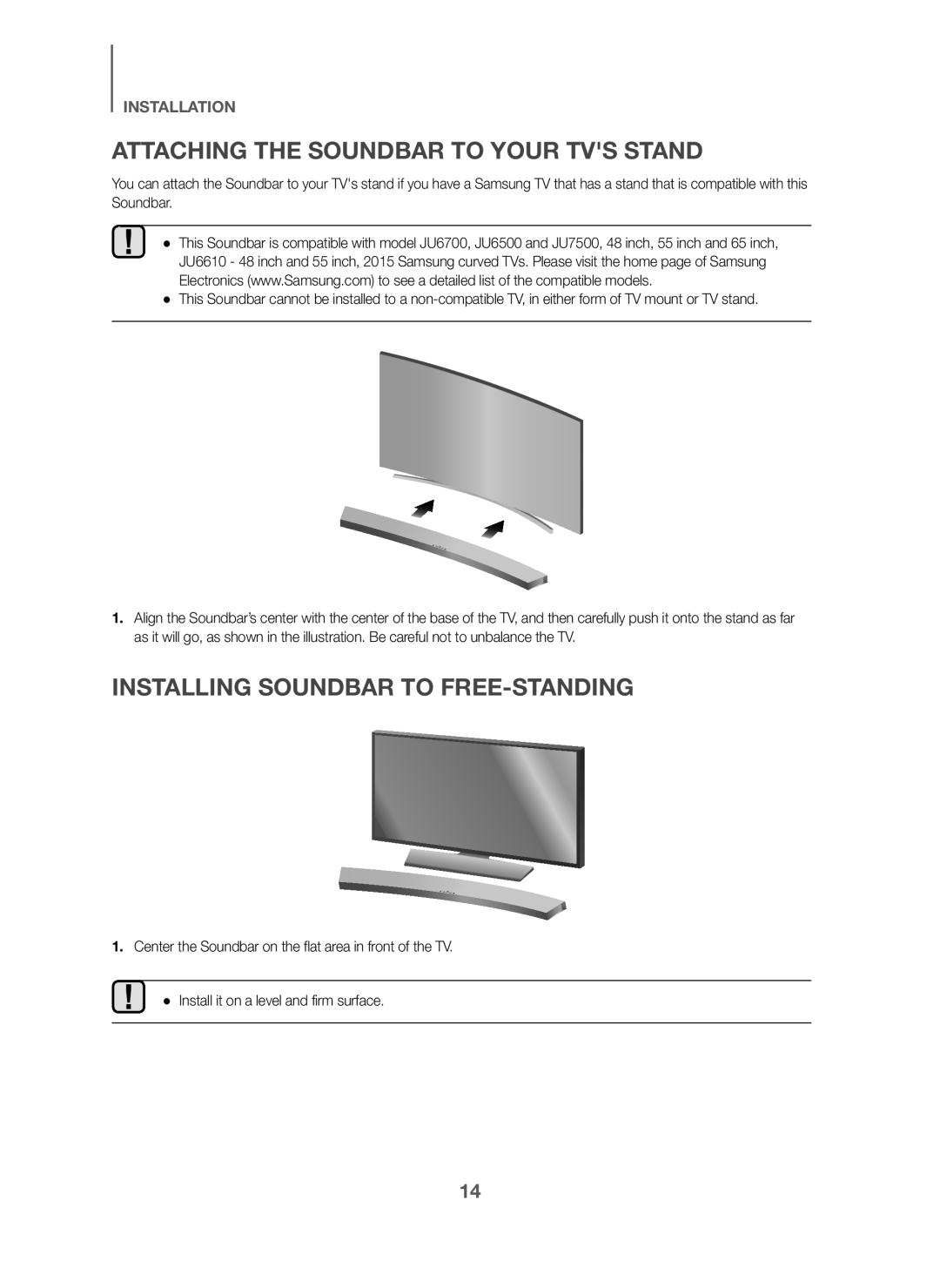 ATTACHING THE SOUNDBAR TO YOUR TV'S STAND Curved HW-J6000