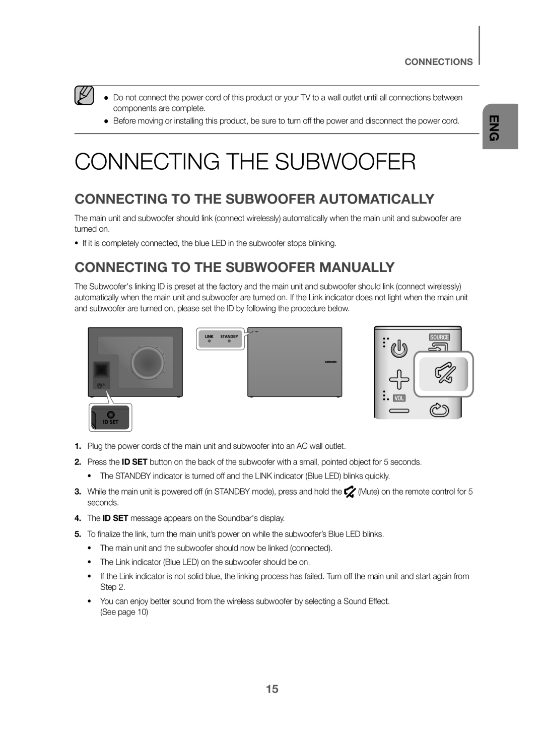 CONNECTING TO THE SUBWOOFER MANUALLY Curved HW-J6000