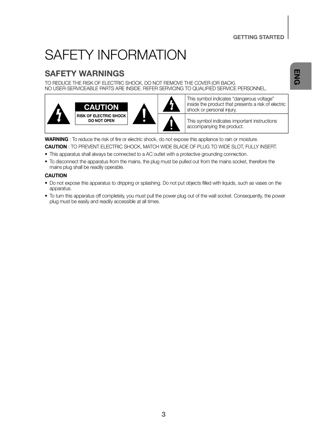 SAFETY WARNINGS SAFETY INFORMATION