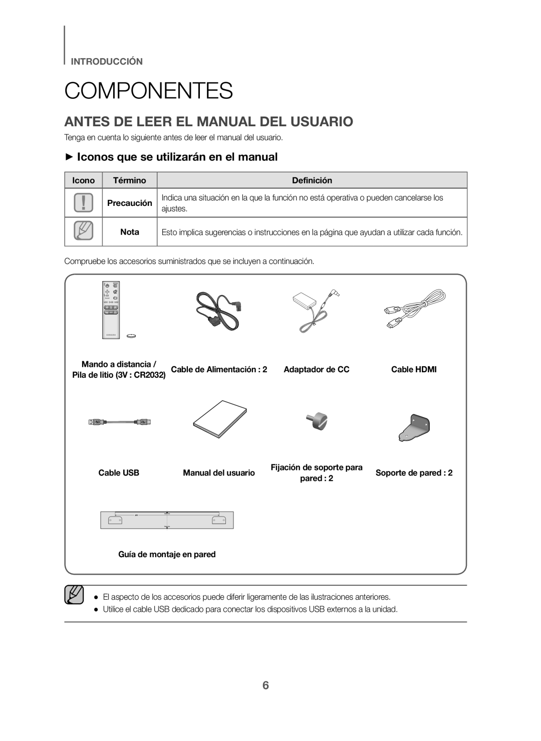 ANTES DE LEER EL MANUAL DEL USUARIO Curved HW-J6000