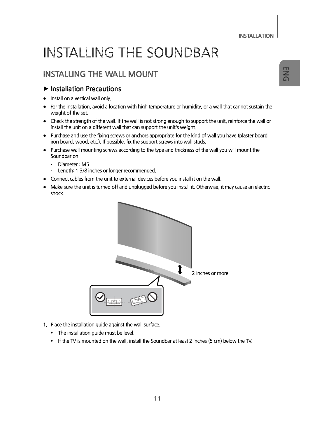 INSTALLING THE WALL MOUNT Curved HW-JM6000C