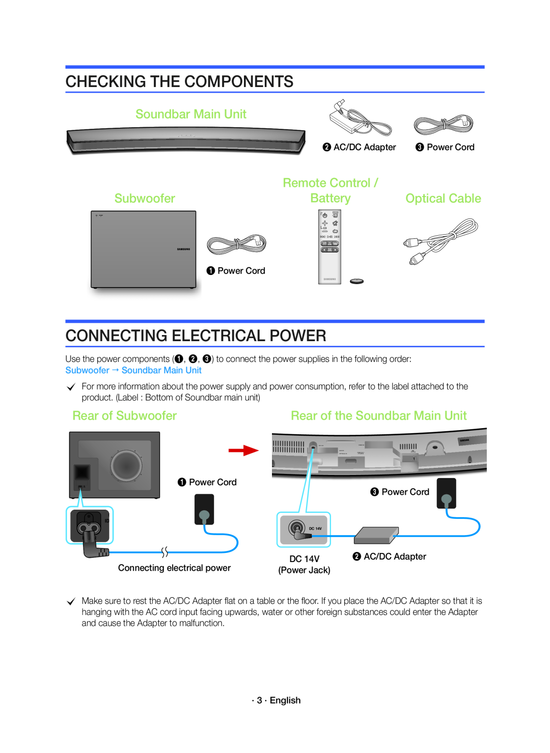 CONNECTING ELECTRICAL POWER Curved HW-J4000