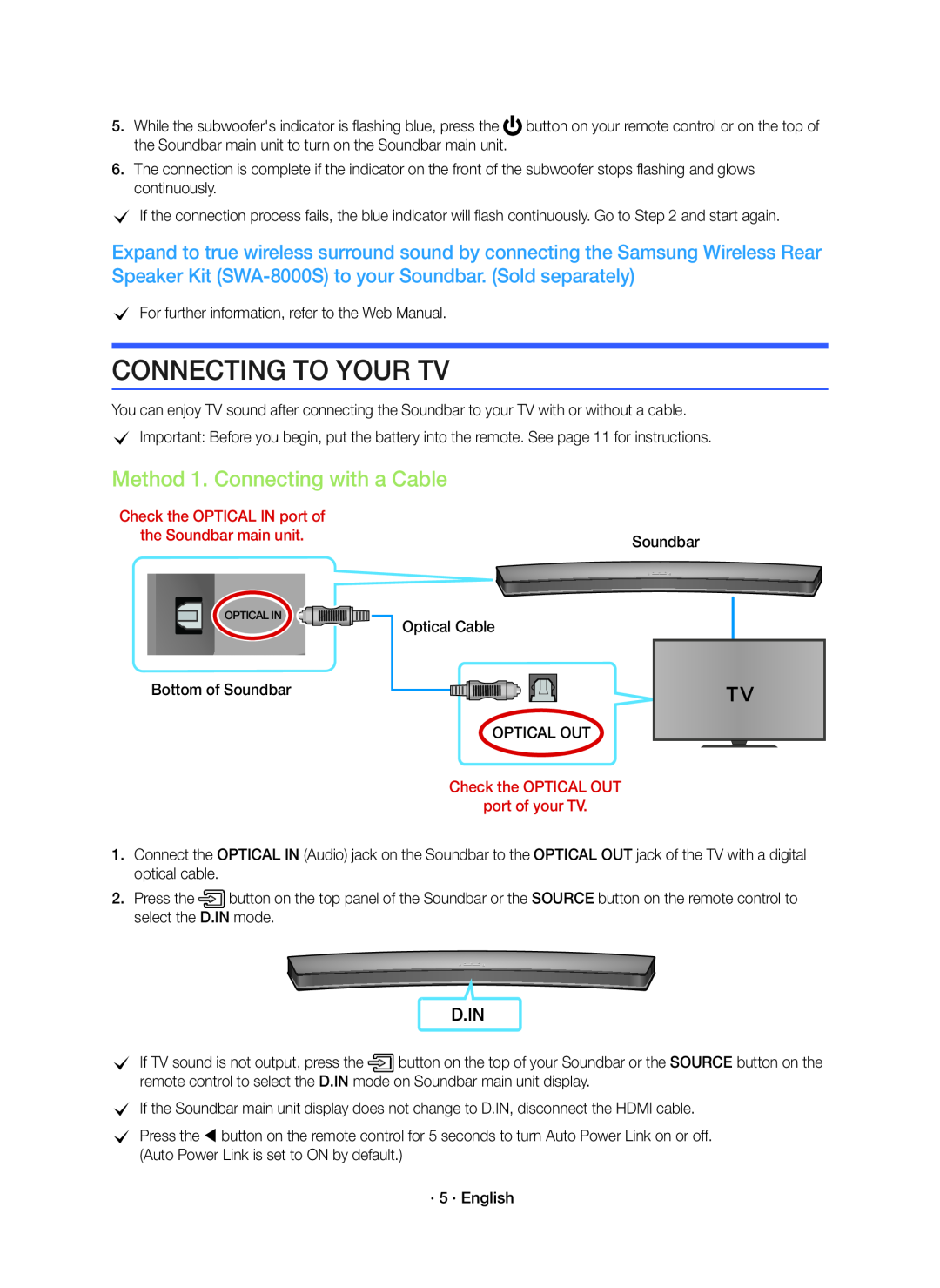 Method 1. Connecting with a Cable Curved HW-J4000