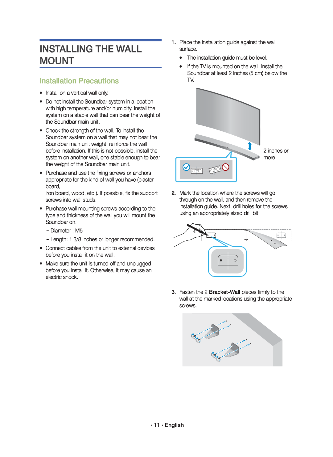 INSTALLING THE WALL MOUNT Curved HW-JM4000C