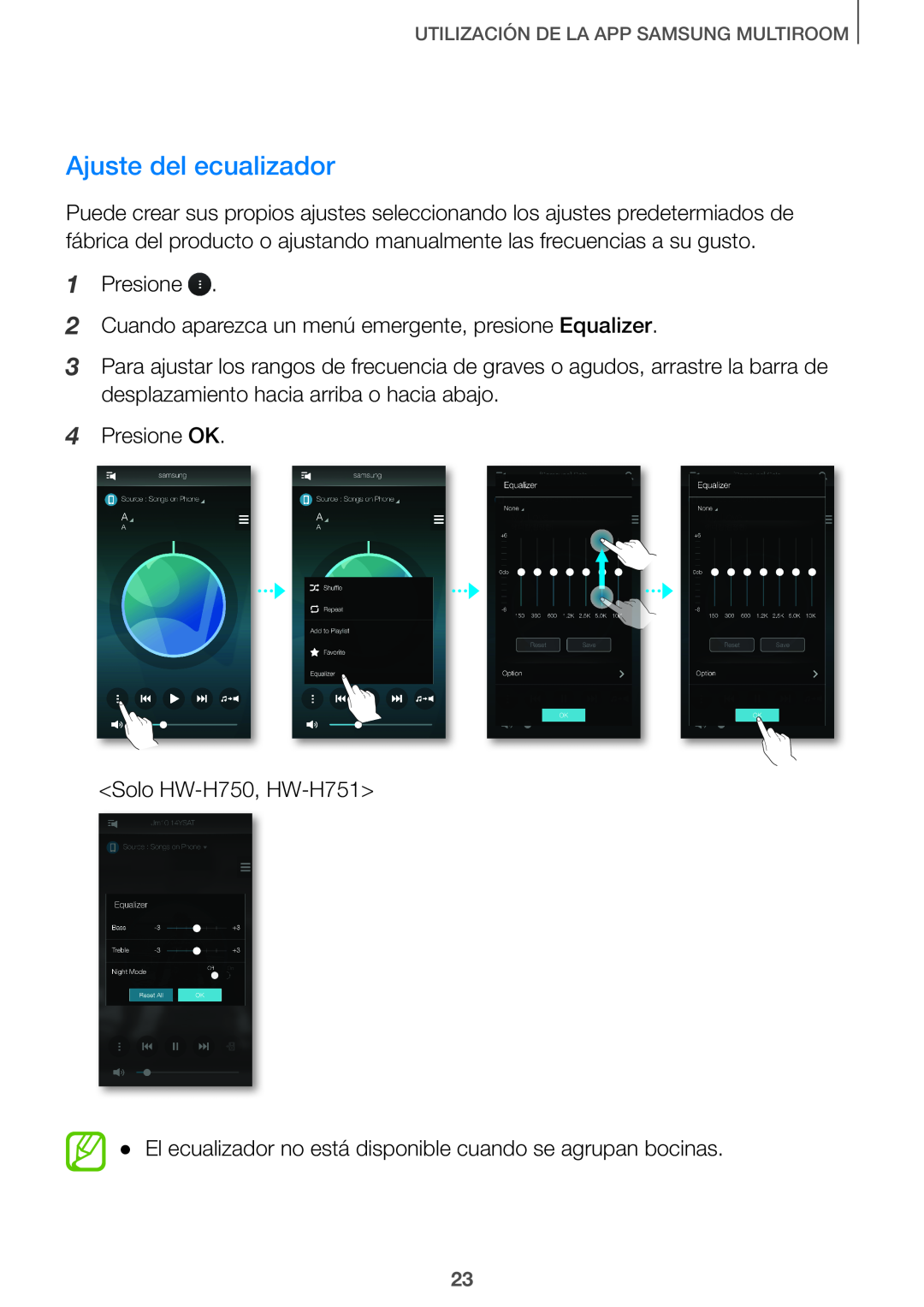 Ajuste del ecualizador Curved HW-J7500, HW-J7501