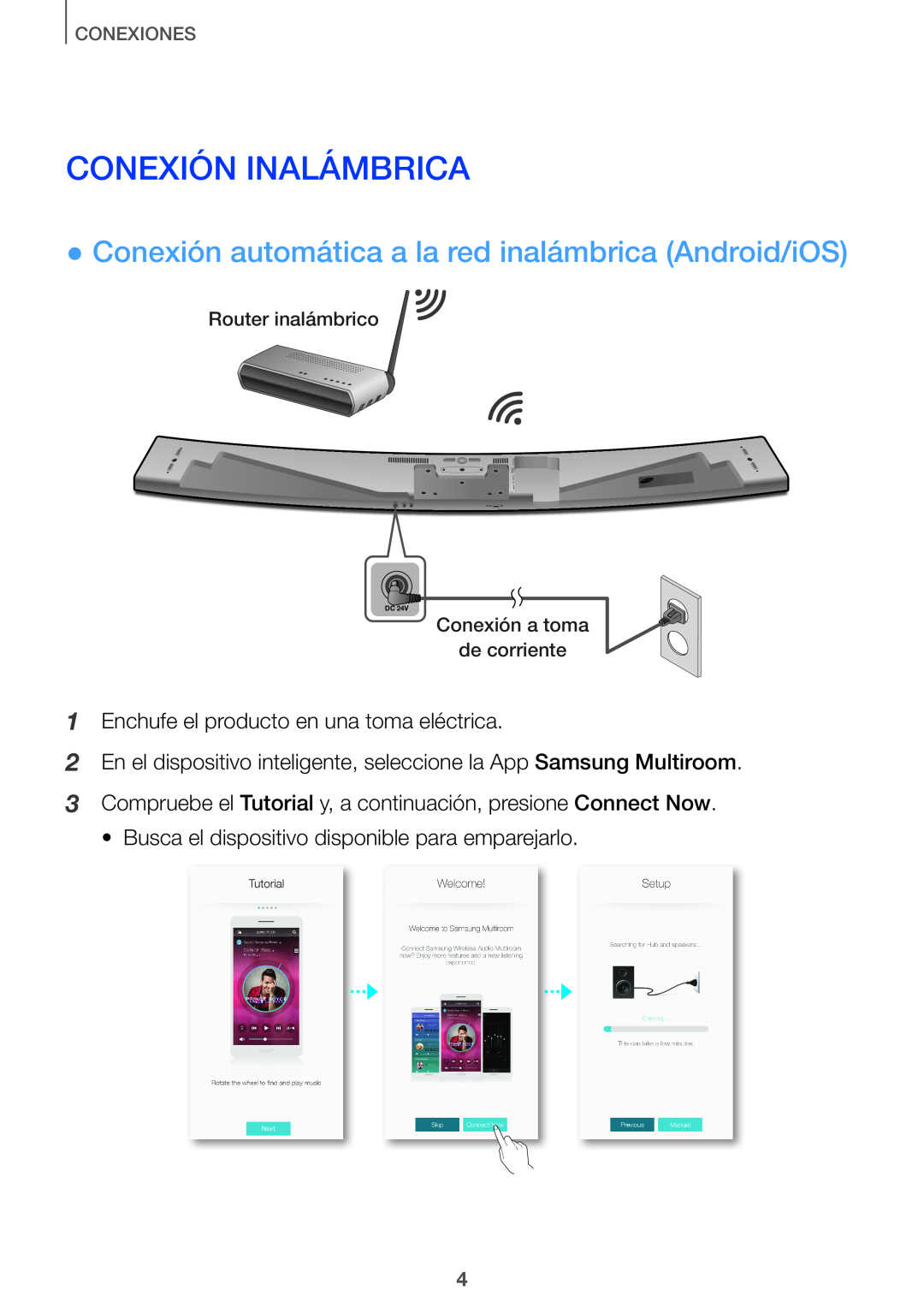 ●●Conexión automática a la red inalámbrica (Android/iOS) Curved HW-J7500, HW-J7501