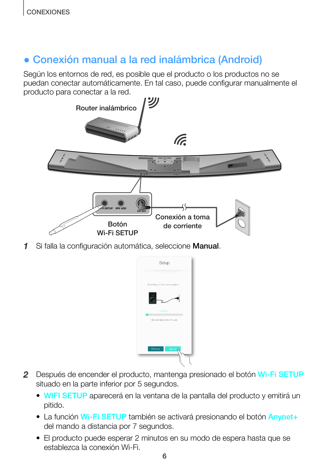 ●●Conexión manual a la red inalámbrica (Android) Curved HW-J7500, HW-J7501