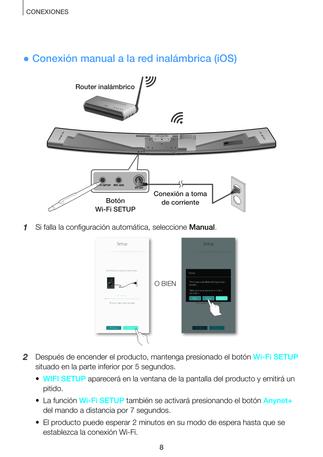 ●●Conexión manual a la red inalámbrica (iOS) Curved HW-J7500, HW-J7501