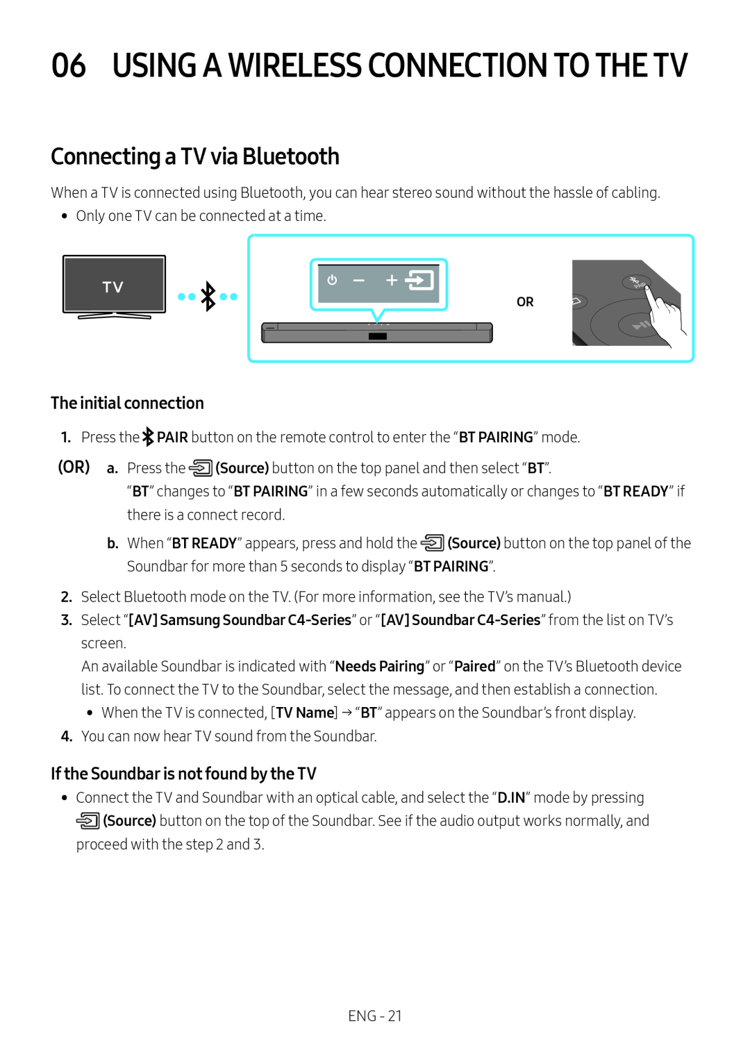 If the Soundbar is not found by the TV Standard HW-C43M