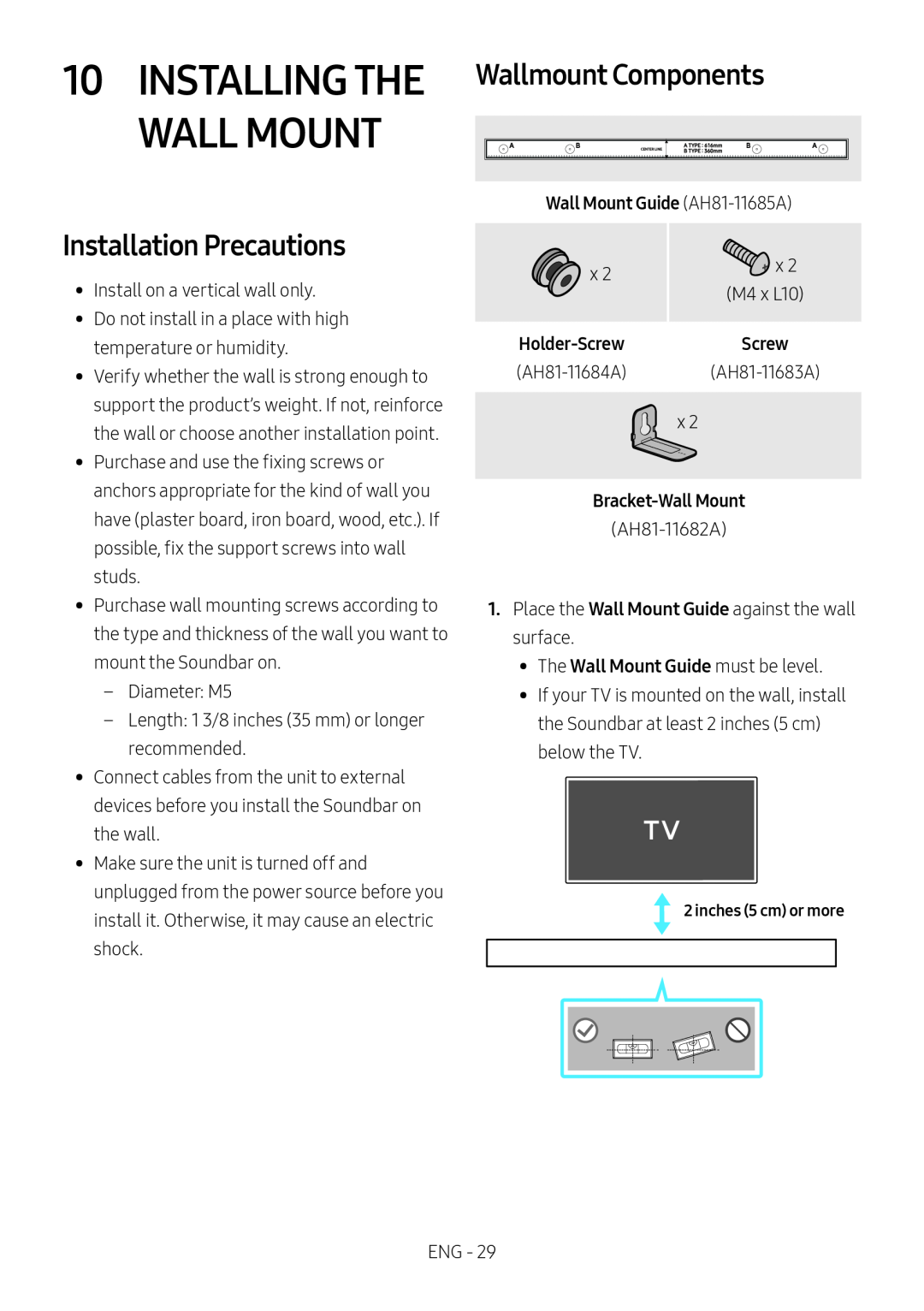 Installation Precautions Standard HW-C43M