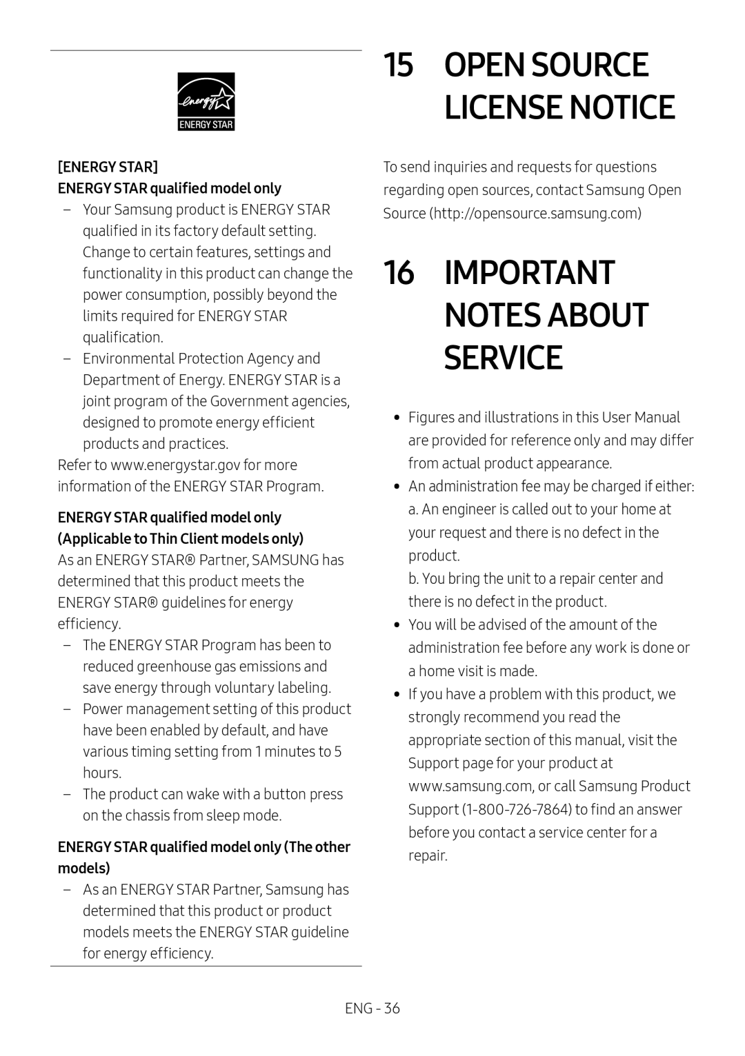 16IMPORTANT NOTES ABOUT SERVICE Standard HW-C43M