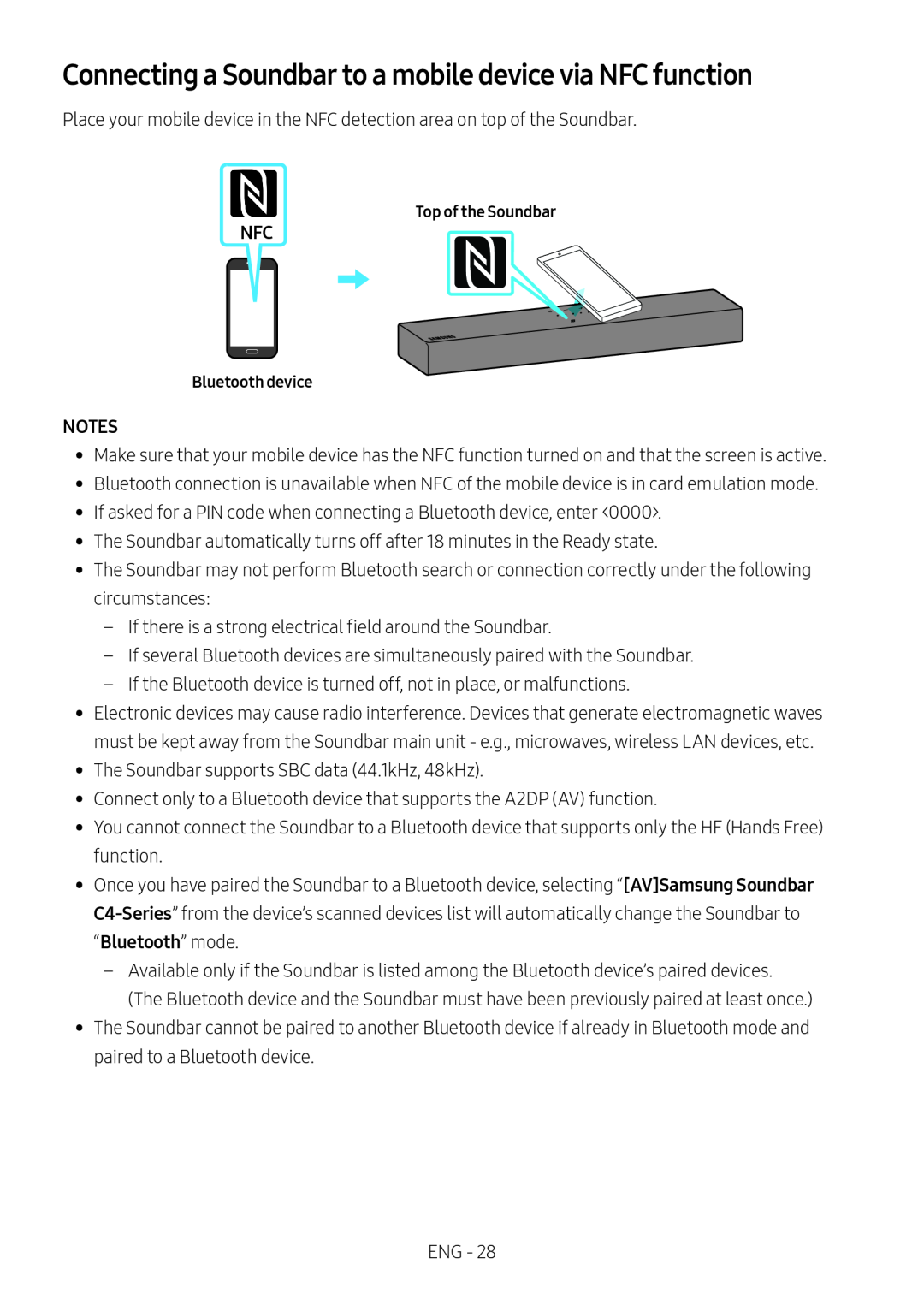 Connecting a Soundbar to a mobile device via NFC function Standard HW-C400