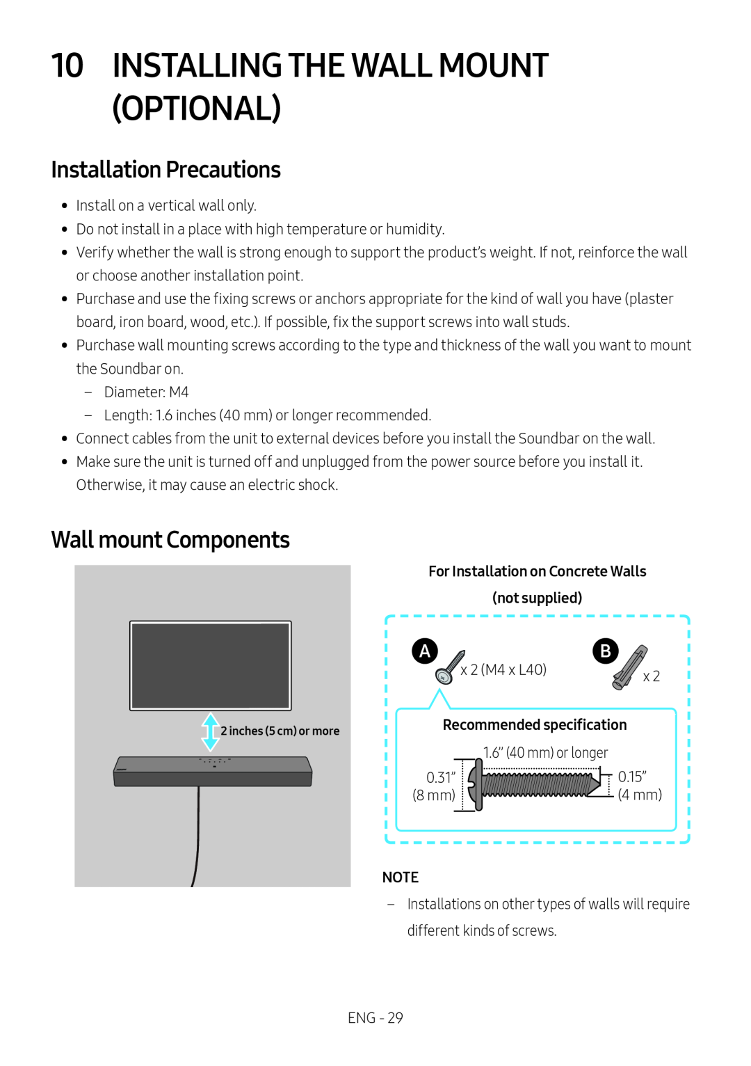 Installation Precautions Standard HW-C400